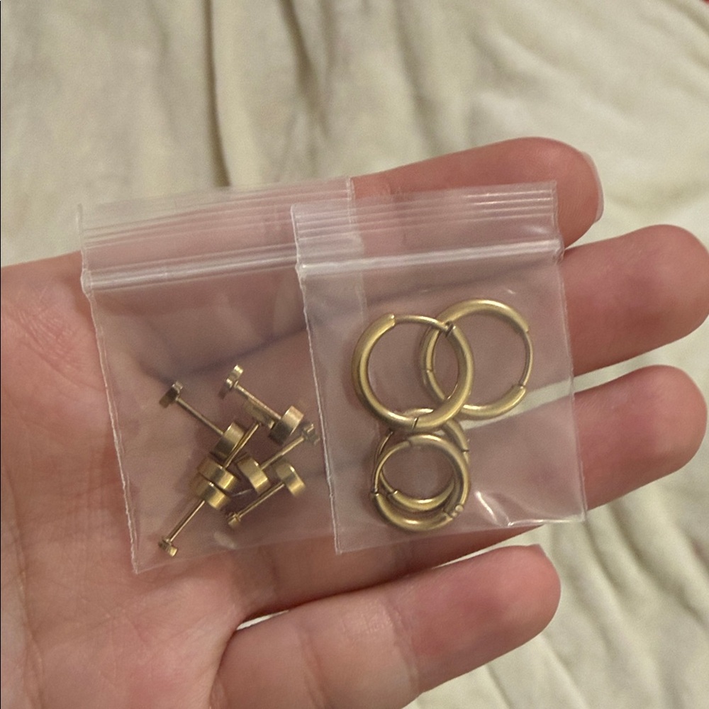 Gold Hoop and Stud Earring Set